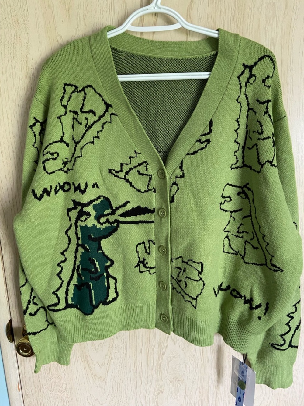 CIDER Adorable Green Dinosaur T-Rex Soft Cardigan NWT XL - Picture 2 of 9